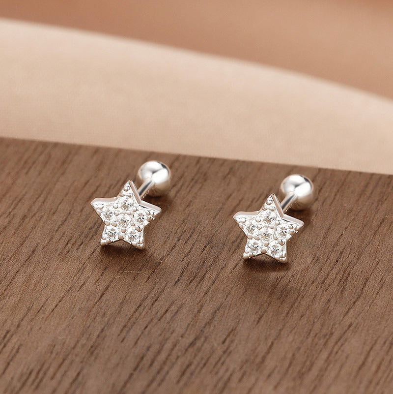 Wholesale S999 Sterling Silver Screw Pattern Simple Temperament Small Ear Bone Stud Earrings